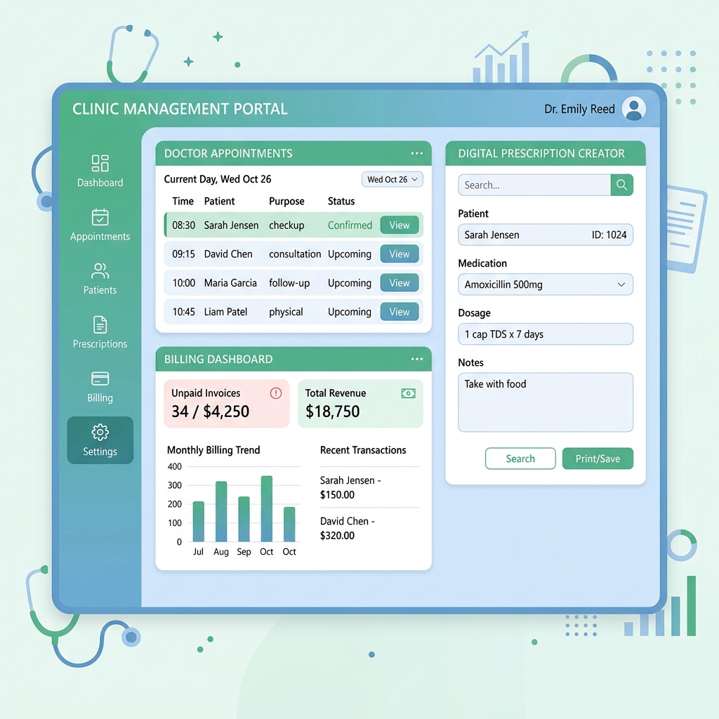 Clinic Management Dashboard Hello Vaidhya